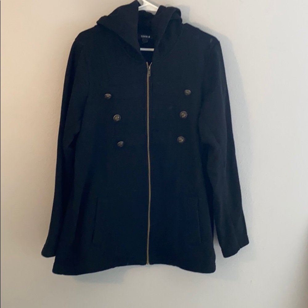 Torrid Military Style Black Fleece Jacket Size 2